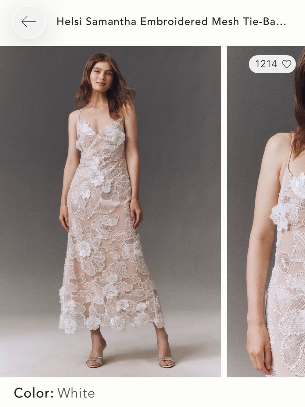 Helsi beaded and embroidered Tie-Back Dress in White